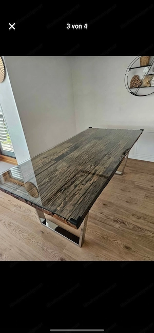 Esstisch Altholz & Glas 210x100 cm  Bild 3