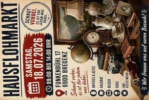 Hausflohmarkt Bregenz Funkenbühel 17 am Samstag 18. Juli 9-14 Uhr Bild 2