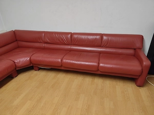 Rote Leder-Couch Bild 4