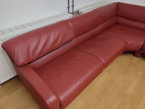 Rote Leder-Couch Bild 2