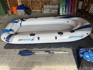 ArtSport Schlauchboot 3,20 m für 4 Personen - Paddelboot aufblasbar mit 2 Sitzbänken