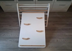3-teiliges Kletterset aus Holz von Familienbett (Pikler-Dreieck, Kletterbogen & Rutschbrett)