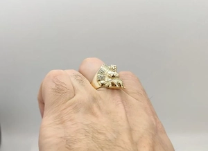 Löwenkopf aus 585er Ring ca.16g mit Zirkonia Stein Bild 4