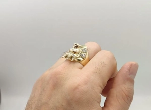 Löwenkopf aus 585er Ring ca.16g mit Zirkonia Stein Bild 5