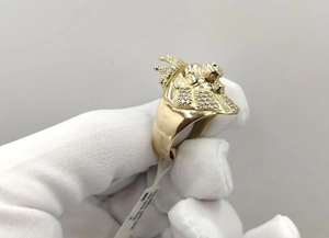 Löwenkopf aus 585er Ring ca.16g mit Zirkonia Stein Bild 3