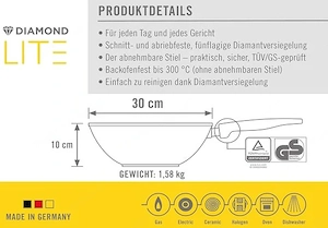 Woll - Diamond Lite Wok- und Rührpfanne   30 cm mit abnehmbarem Stiel Bild 3
