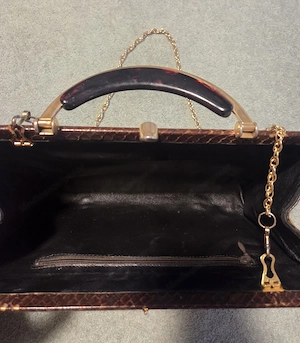 Vintage Leder-Handtasche mit Münztäschchen   1960er 70er Bild 3