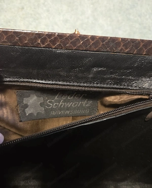 Vintage Leder-Handtasche mit Münztäschchen   1960er 70er Bild 2