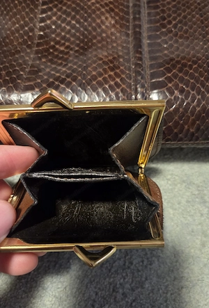 Vintage Leder-Handtasche mit Münztäschchen   1960er 70er Bild 5
