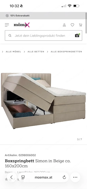 Boxspringbett Beige 160x200cm Bild 3