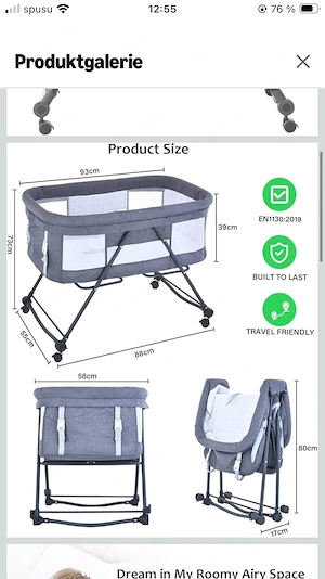 Faltbares Beistellbett   Reisebett Baby Bild 2