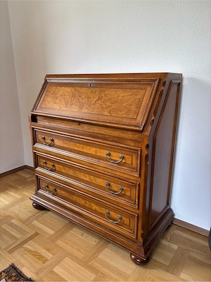 Sekretär aus Holz mit Schreibklappe und Schubladen Bild 3