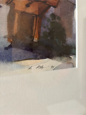 Original-Aquarell "Schlossgugger Hus" von Heinz Hofer (1991) Bild 3