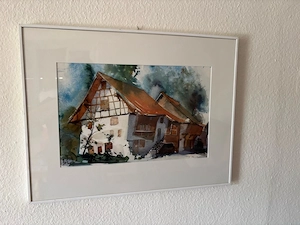 Original-Aquarell "Schlossgugger Hus" von Heinz Hofer (1991) Bild 2