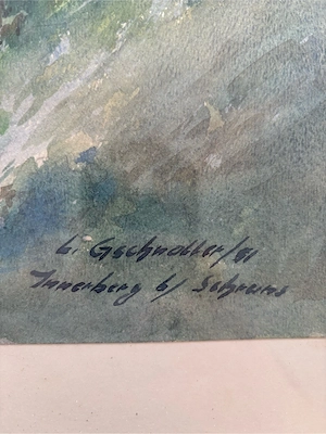 Original Aquarell "Innerberg bei Schruns" von L. Gschnaller (1951) Bild 2