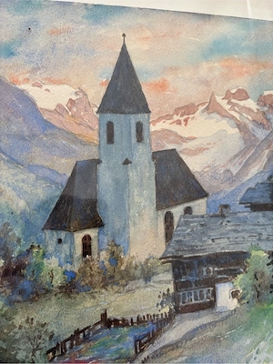 Original Aquarell "Innerberg bei Schruns" von L. Gschnaller (1951) Bild 4