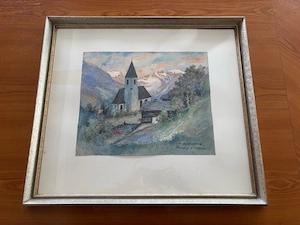Original Aquarell "Innerberg bei Schruns" von L. Gschnaller (1951) Bild 3