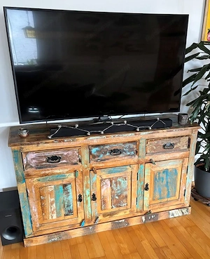 Patchwork sideboard Massiv Holz Bild 2