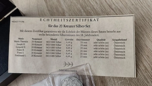 Kollektion 20 Kreuzer Habsburger Silber Münzen Set 