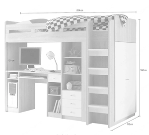 Hochbett mit Kleiderschrank und Schreibtisch Bild 5