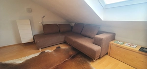 Wohnzimmer Couch braun Bild 2