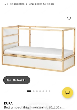 Kinderbett IKEA KURA 90 200 Bild 3