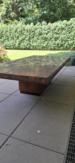 Mid century Couchtisch Kupfer geätzt