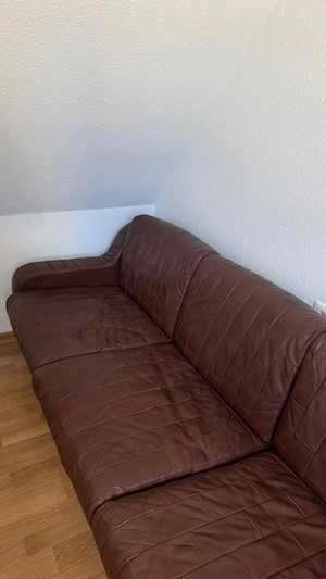 Braune Ledercouch mit passendem Ledersessel Bild 5