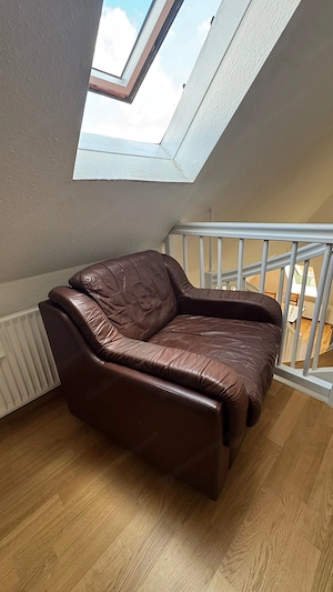 Braune Ledercouch mit passendem Ledersessel Bild 6