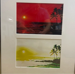 Bilderset Hawaii gerahmt im schönen Passepartout Bild 2