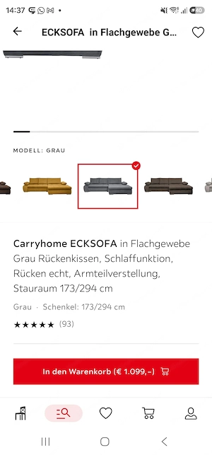 Hochwertiges Carryhome Ecksofa (Grau) mit Schlaffunktion & Stauraum   Top-Zustand (NP 1.099  )! Bild 4