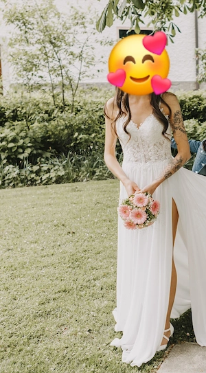 Wunderschönes Boho-Brautkleid (Gr. 32   XXS) mit Beinschlitz - NP   2.500 Bild 7
