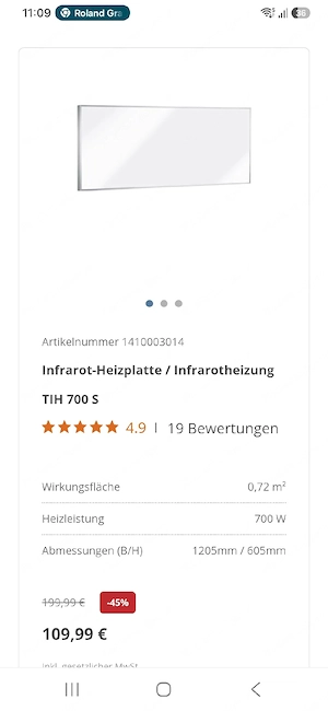 Infrarotheizung für 3-4 Zimmer, mit Thermostat, Zeitschaltung u Verbrauchmonitoring Bild 3
