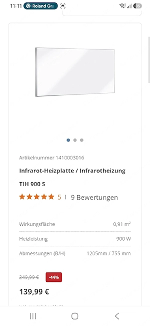 Infrarotheizung für 3-4 Zimmer, mit Thermostat, Zeitschaltung u Verbrauchmonitoring Bild 2