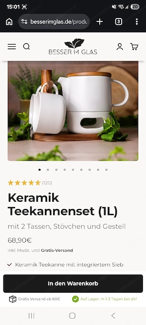 Besser im Glad Teekanne& Tassen + 3er Teeset Bild 4
