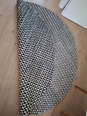 Wollteppich beige schwarz - rund, 150 cm Bild 3