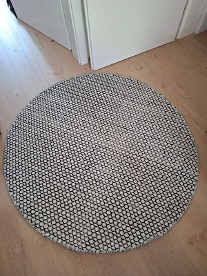 Wollteppich beige schwarz - rund, 150 cm Bild 2