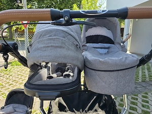 Geschwister- Zwillingskinderwagen mit Handbremse   1 Babywanne & 2 Sportsitze Bild 4