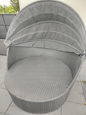 Sonneninsel Polyrattan schwarz mit dunkelanthrazitfarbenem Windschutz Bild 3