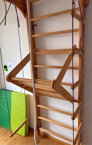 Hochwertige Sprossenwand   Klettergerüst aus Massivholz inkl. Zubehör Bild 3