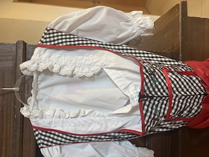 schwarz-weiß kariertes Krüger Dirndl mit roter Schürze (inklusive Bluse) Bild 2