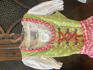 Grün-Pinkes Kinder Dirndl mit Bluse Bild 2