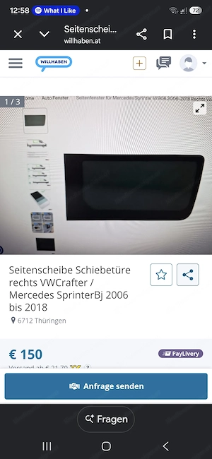 Seitenscheibe für VW Crafter MAN Sprinter Schiebetüre rechts   Bild 3