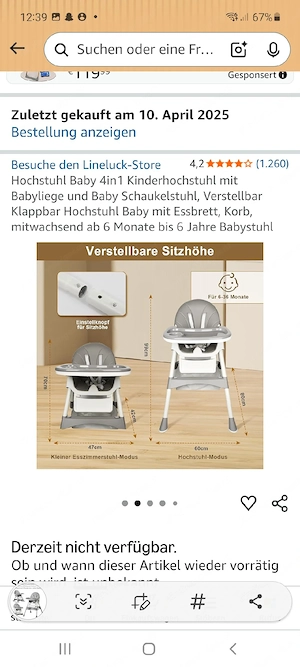 Baby Kinderhochstuhl Bild 4
