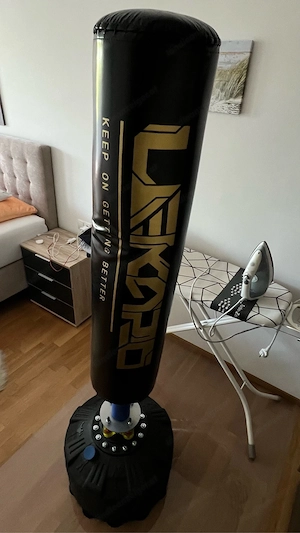 LEKÄRO Standboxsack 178 cm inkl. 12-oz-Boxhandschuhe - Schwarz  Gold Bild 2