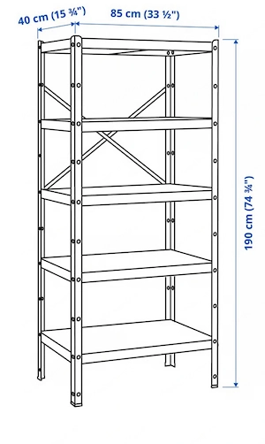 IKEA BROR Regal aus Metall schwarz, 85x40x190 cm Bild 2