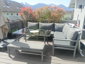 Garten-Ess-Lounge Möbel aus Alu in sehr gepflegtem Zustand 