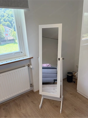 Schmuckschrank mit Ganzkörperspiegel   Weiß Bild 2