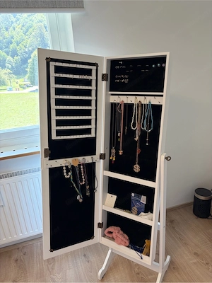 Schmuckschrank mit Ganzkörperspiegel   Weiß Bild 3