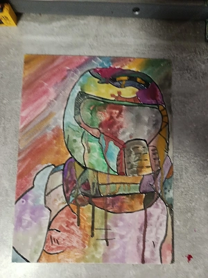 Doom Slayer selbstgemaltes Bild auf einer dünnen leinwand